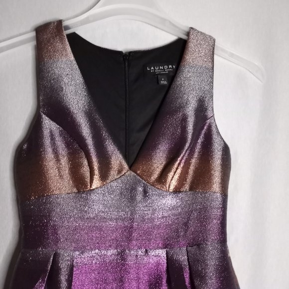 Laundry By Shelli Segall Dress Women's 2 Multi Color Metallic Formal Futuristic - Picture 4 of 10